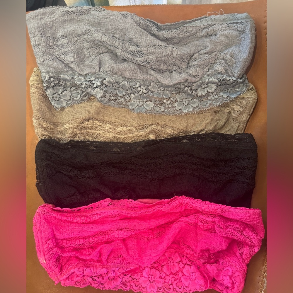 FP Lace Bandeau Bralette - Multi-Color Pack (Gray, Cream, Black, Hot Pink)